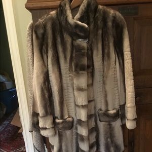 Shadow Cream Semi Sheared Mink Jacket With Rhinestones Sz 6/8